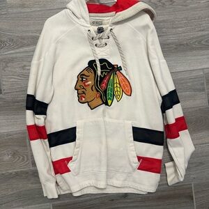 Blackhawks CCM White and Red Men's Hoodie